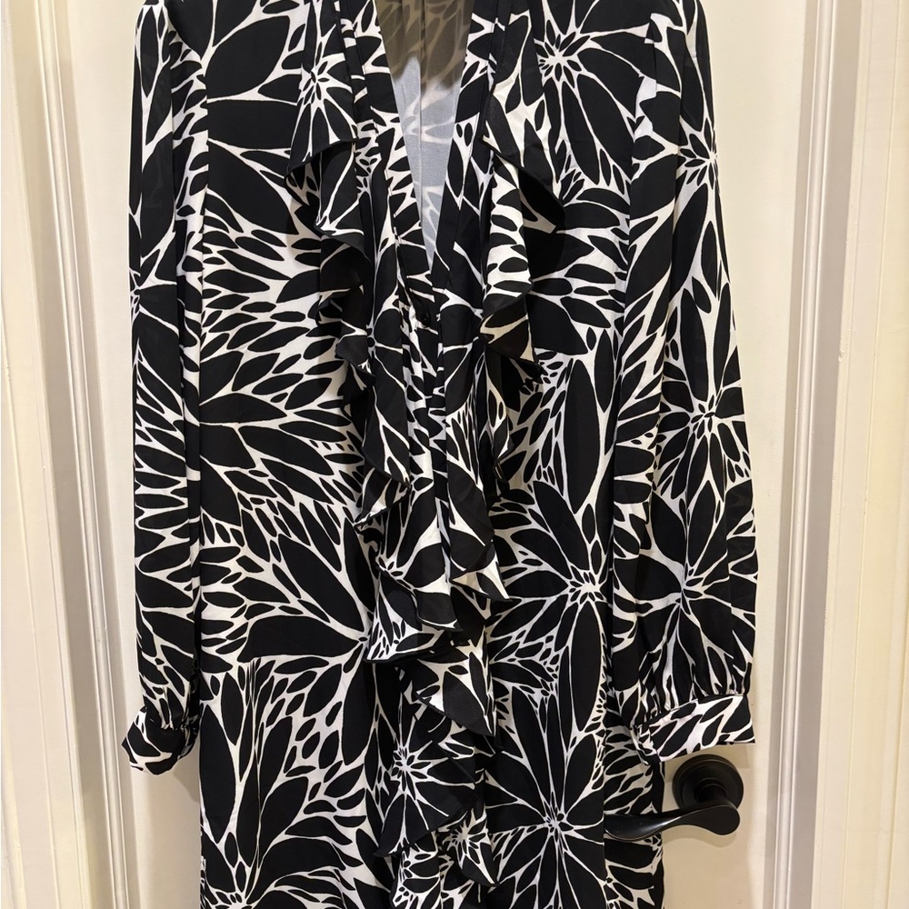 Chico's Black and White Floral Midi Dress